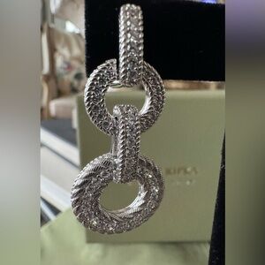 Judith Ripka Elegant Precious Silver And CZ Encrusted Earrings 2”